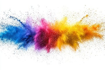 Colorful powder explosion on white background. Abstract pastel color dust particles splash. ,...