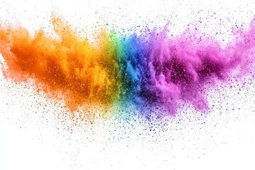 Colorful powder explosion on white background. Abstract pastel color dust particles splash. ,...