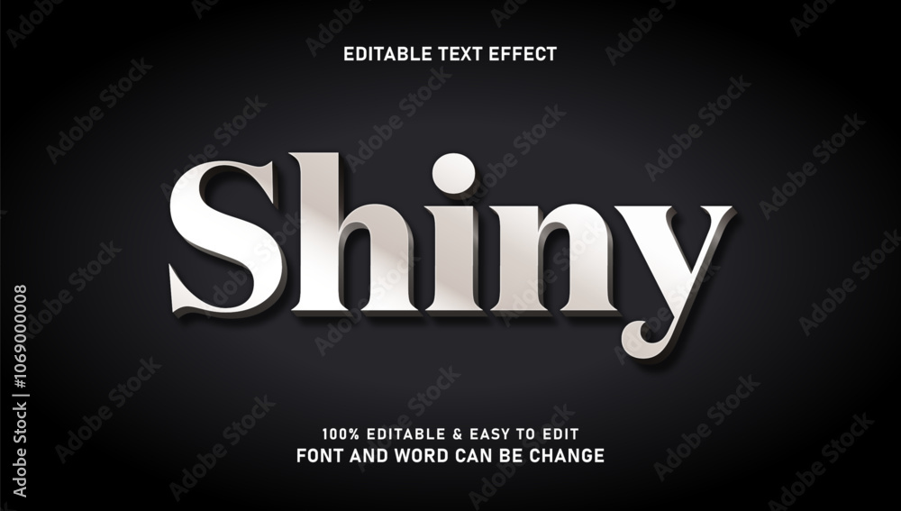 Aufkleber shiny text effect with modern and elegant 3d style that can be edited