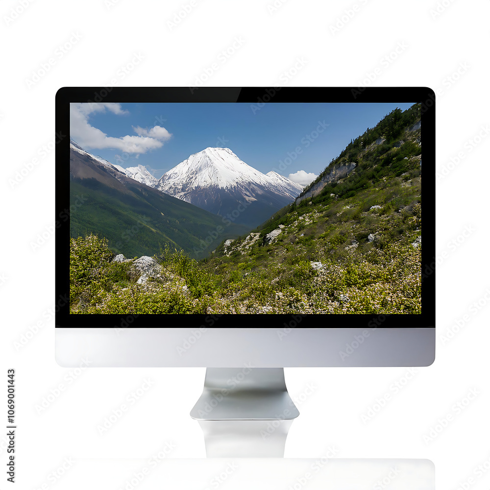 Poster firefly computer screen mockup white background png image design use purposes
