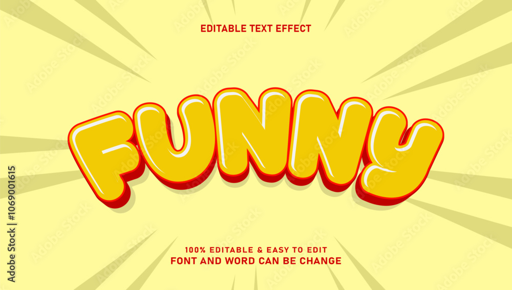 Poster funny text effects with interesting 3d style that can be edited