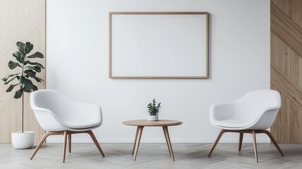 Small meeting nook with wallmounted digital board, soft chairs, cozy and efficient for quick discussions