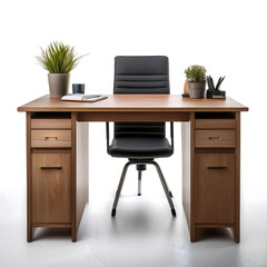 Fototapeta premium full length desk view white background without obstruction clutter