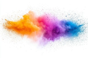 Multi color powder explosion isolated on white background