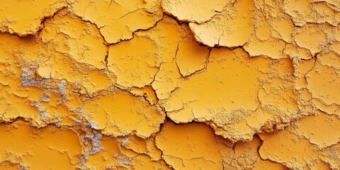 Cracked and weathered orange surface, showcasing a close-up of vibrant textures and organic...