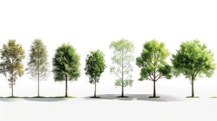 Growth Stages of Trees Isolated on White Background