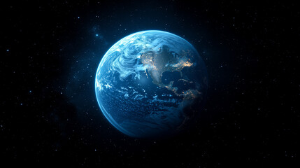 Fototapeta premium Blue Spherical Planet - cosmic sphere
