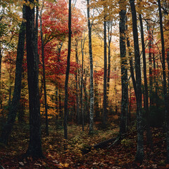 Obraz premium Serene Autumn Forest with Vibrant Colors