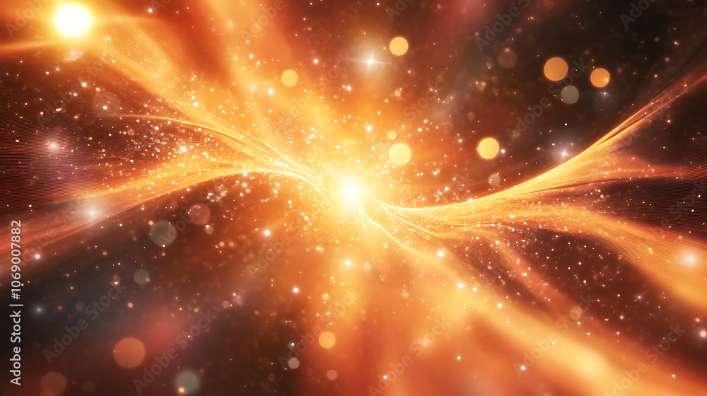 Leinwandbilder 3d rendering background with twisted particle strings and optical flares