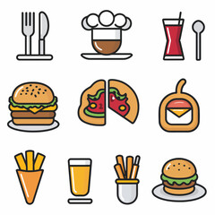 fast food icons set
