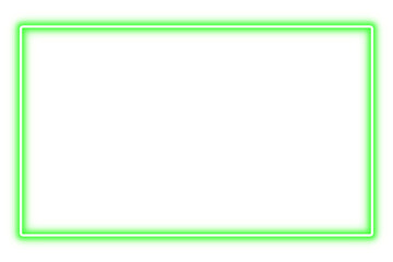 Neon rectangle frame green color isolated on transparent background. Glowing neon border with empty copy space Glow banner, mockup, template. Neon sign for decoration, design elements © fatima