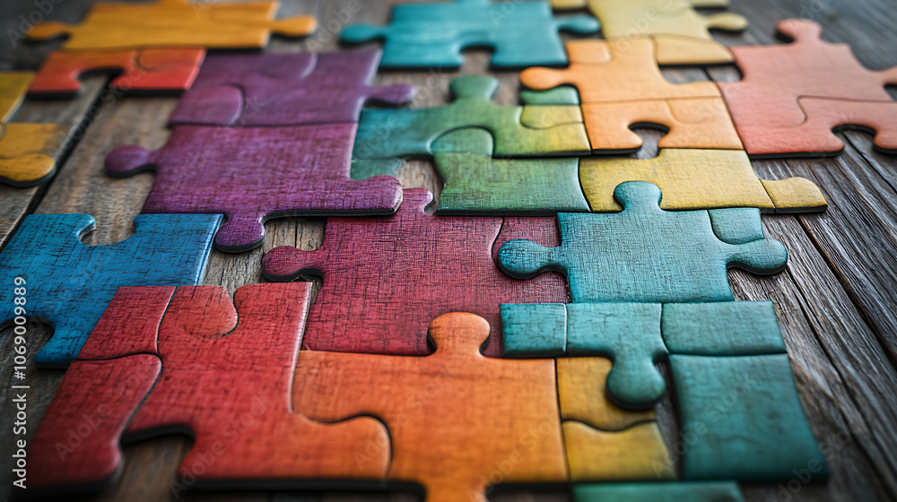 Poster multicolored puzzle frame