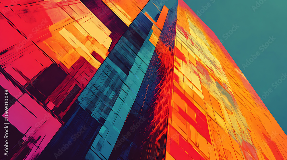 Poster abstract view of a skyscraper