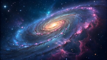 Fototapeta premium Spiral Galaxy Vortex with Stars and Nebulae, Cosmic Vortex in Deep Space 