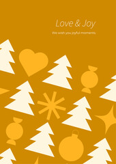 Love and Joy Holiday Greeting Card With Geometric Design. Ideal for spreading holiday cheer and sending warm wishes to loved ones.