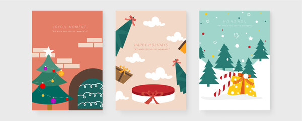 Festive Holiday Cards with Love and Joy Themes. Set of three festive holiday cards featuring love and joy themes with ornament designs. Perfect for spreading cheer during the holiday season