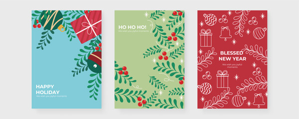 Festive Holiday Greeting Cards with Love and Joy Message