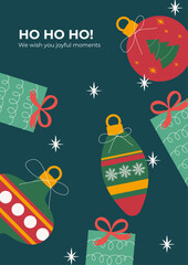 Festive Holiday Card With Love And Joy Message