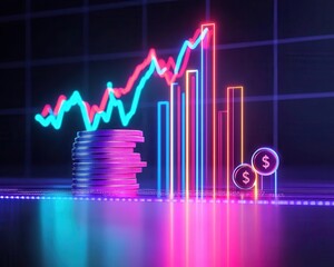 Interest rate forecast, dividend growth strategy in finance, 3D illustration