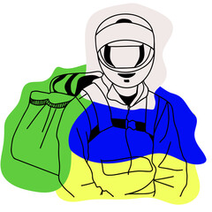Delivery Motorcycle Courier illustration outline and colorful