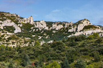 MERINDOL, PROVENCE, FRANCE: rocky landscape of the "Petit Luberon" and scrubland, between Merindol and Oppede