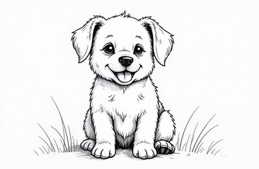 Fototapeta premium Cute dog coloring page