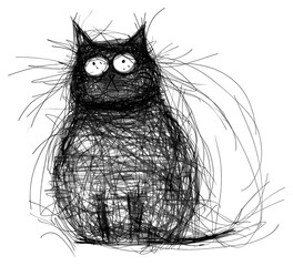Obraz premium PNG Hand drawn of cat drawing scribble sketch.
