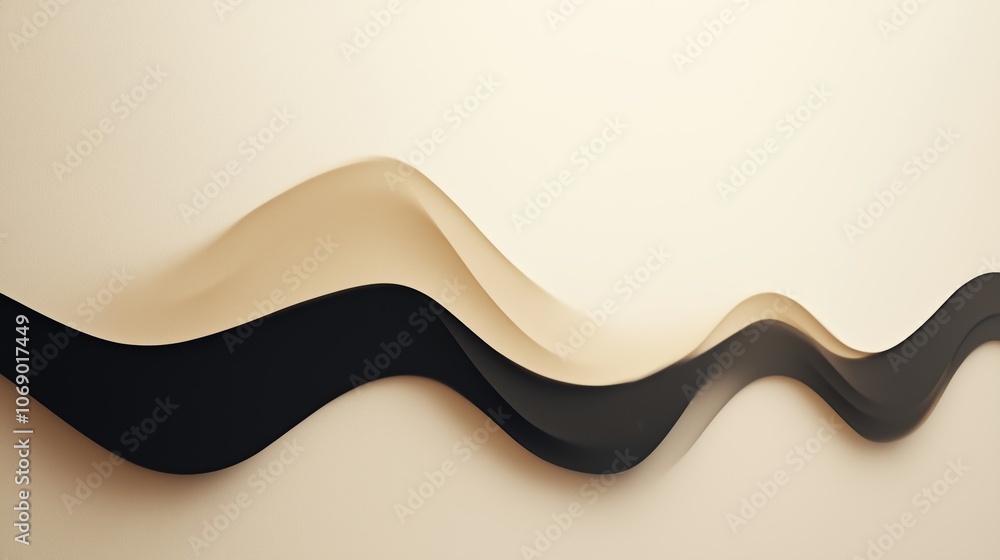 Poster abstract waves in neutral tones create a flowing design on a light background