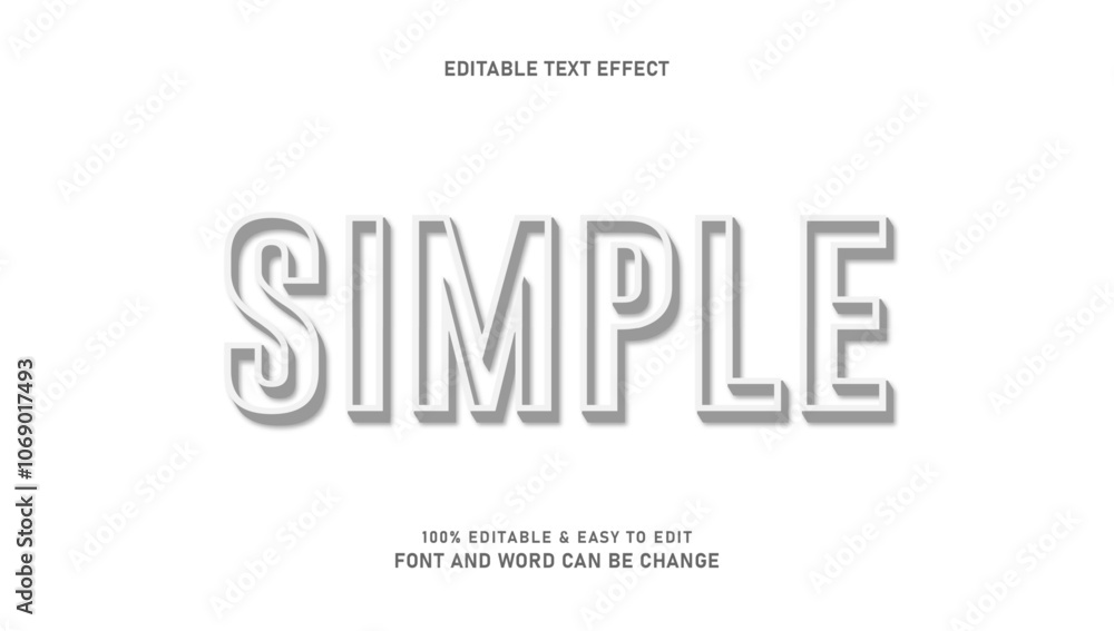 Poster simple white text effect with 3d and elegant style that can be edited