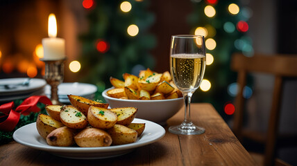 Naklejka premium christmas table setting