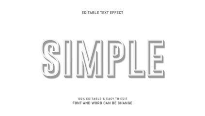 Simple white text effect with 3d and elegant style that can be edited