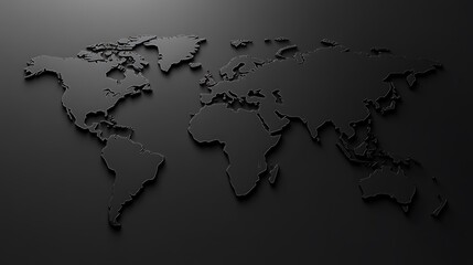 Black world map template with clean and sharp silhouette lines image