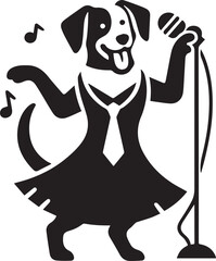 funny lovely and cute simple design, lady's singer and dancing tie complete dress dog silhouette