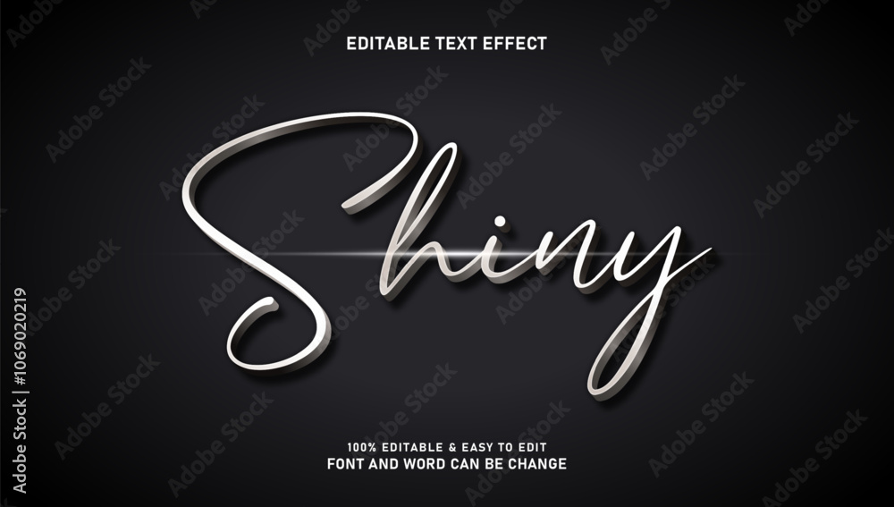 Aufkleber shiny text effect with modern and elegant 3d style that can be edited easily