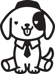 funny lovely and cute simple design, lady's singer and dancing tie complete dress dog silhouette