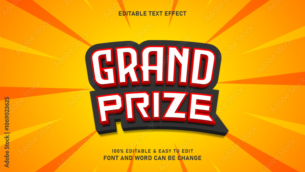 Poster grand prize effect text with editable 3d style