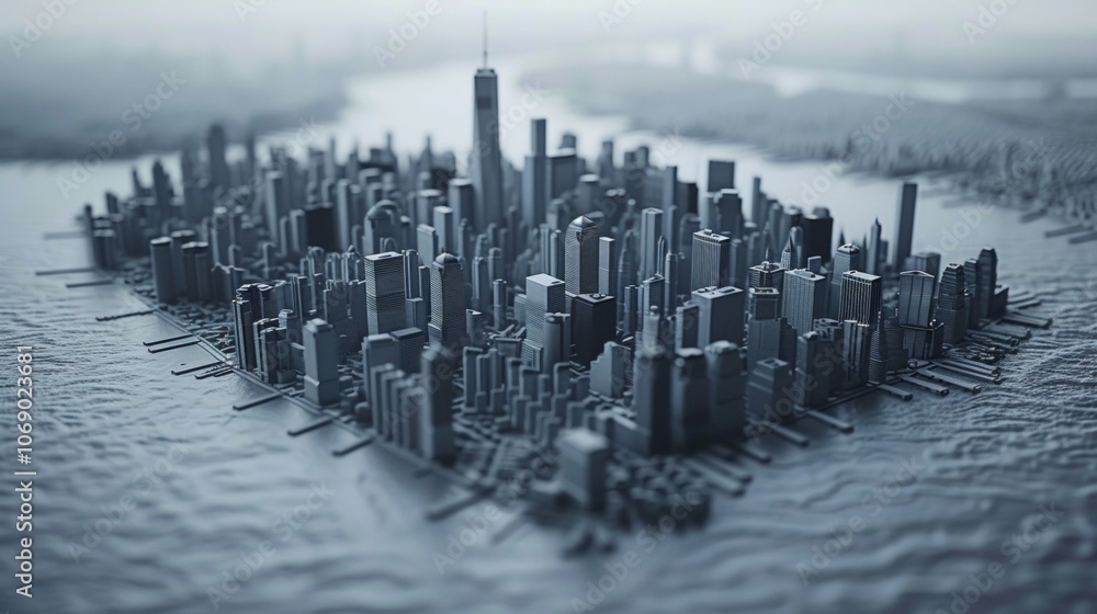Poster a dynamic 3d cityscape featuring elaborate hexagonal structures, showcasing urban life and architect