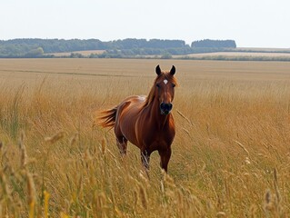 Fototapeta premium Horse Running Freely in a Meadow