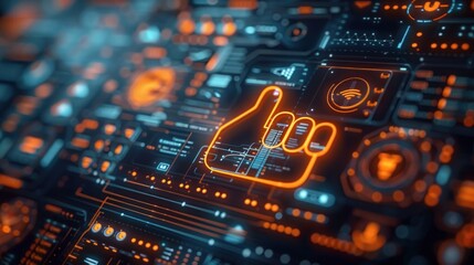 Obraz premium Digital Thumbs Up: Interface for a futuristic technology