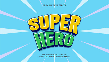 Super hero text effect with 3d vector style that can be edited © Muh