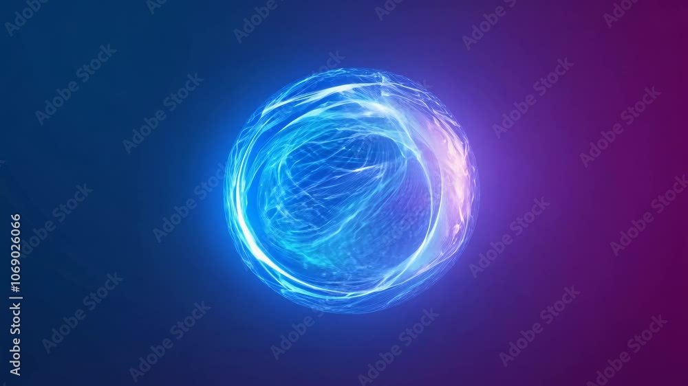 Poster camera zooms in and rotates slowly around a glowing orb with gradient lighting, revealing intricate 