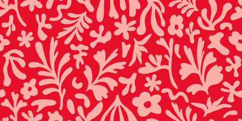 Exotic hand drawn flowers, seamless patterns with floral for fabric, textiles, clothing, wrapping paper, cover, banner, home decor, abstract backgrounds. Vector illustration.