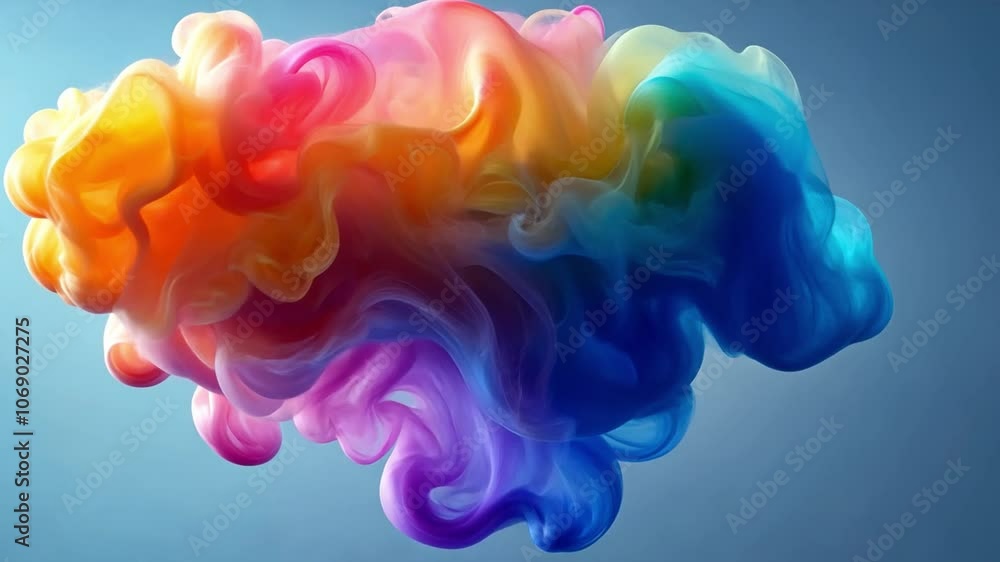 Poster colorful swirling clouds of ink create a vibrant abstract display against a smooth background