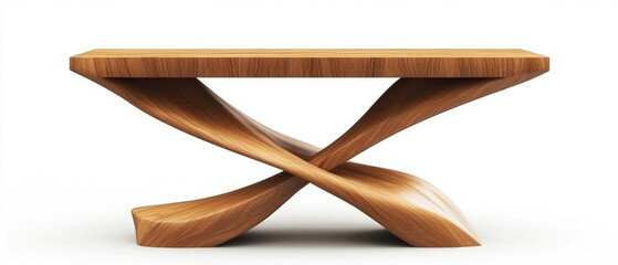 Stylish wooden console table with unique twisted design