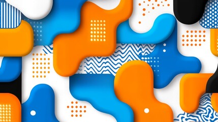 Abstract Orange Blue White Shapes Background Design