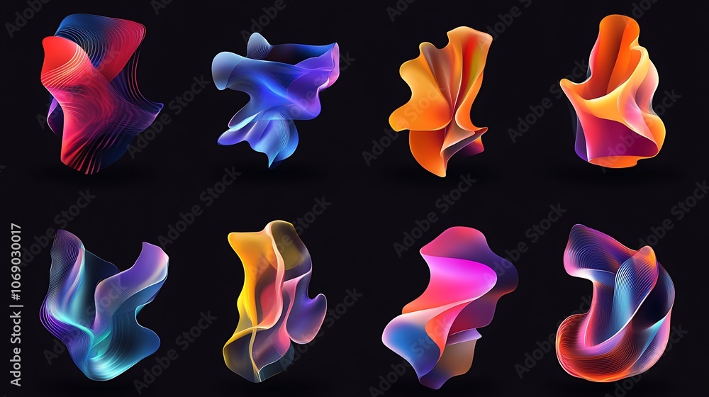 Poster captivating colorful 3d shapes enriched by neon gradient illumination image