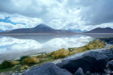 Reflection of Mountains on Laguna Blanca, Eduardo Avaroa Reserve