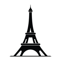  Eiffel Tower vector silhouette on white background