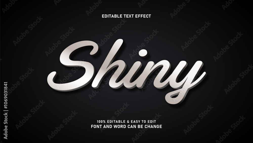Poster shiny text effect with modern 3d style that can be edited