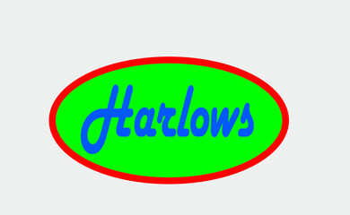 VECTOR OVALADO PARA DISEÑOS HARLOWS EN FONDO VERDE Y LETRAS DE COLOR  AZUL